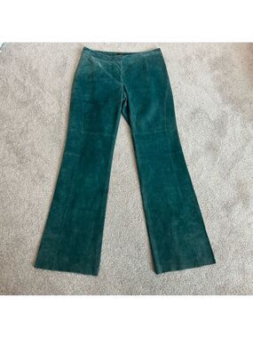 Danier leather dusty teal green suede trouser dress pants Sz 10 NWT